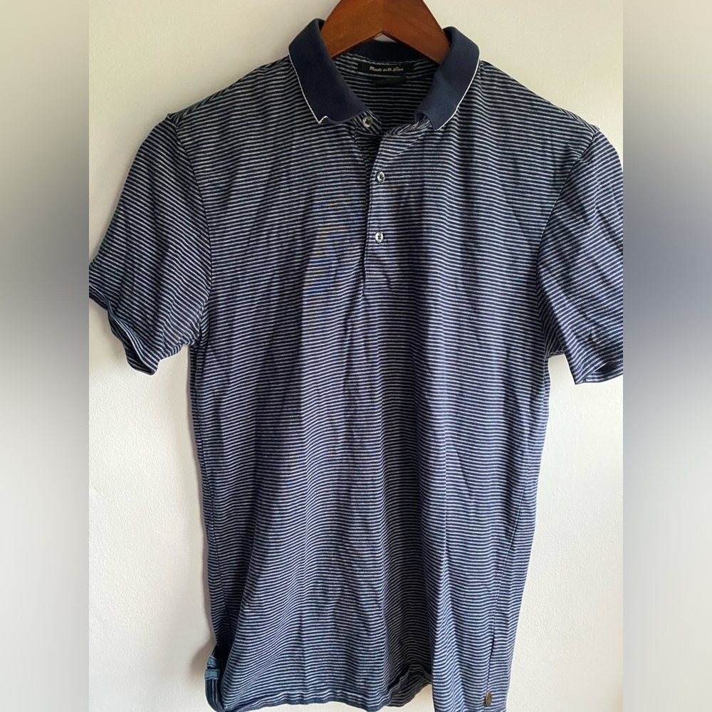 Scotch & Soda Polo - Navy Striped Polo (M)